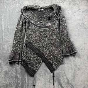 Forla Paris Mohair Ruffled Cardigan Bell Sleeves Womens M Ruffled Lapel